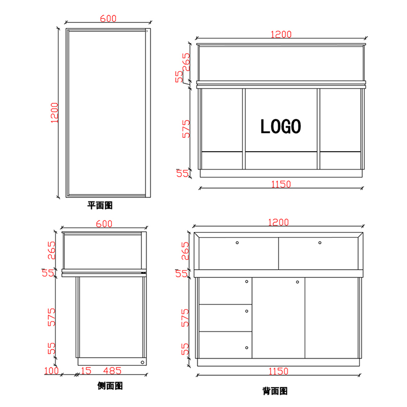 珠宝展柜尺寸,展柜尺寸定制